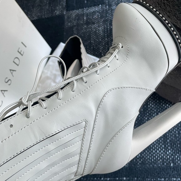 White Casadei Boots bootie Lace up with inner zipper 39 - Picture 4 of 6